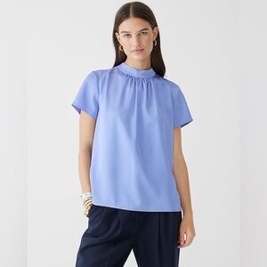 J Crew Short-sleeve tie-neck top in everyday crepe BU097